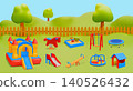 Colorful Playground Equipment in Outdoor Setting 140526432