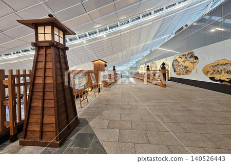 Replica of the Historic Nihonbashi Bridge at Haneda Airport Terminal 3, Traditional Wooden Architecture and Cultural Landmark in Tokyo, Japan. Replica of the Historic Nihonbashi Bridge at Haneda Airport Terminal 3, Traditional Wooden Architecture and Cultural Landmark in Tokyo, Japan. 140526443
