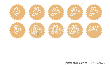 Simple and stylish discount stickers for promotional purposes, offering 10% off to 90% off. Simple and stylish discount stickers for promotional purposes, offering 10% off to 90% off. 140526728