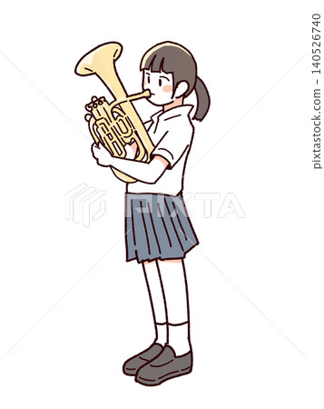 女學生演奏中音號。 女學生演奏中音號。 140526740