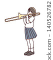 A female student playing the trombone 140526782
