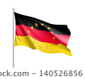 Germany national waving flag with a circle of European Union twelve gold stars, political and economic union, EU member since 1 January 1958. Realistic vector illustration 140526856
