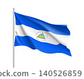 Waving flag of Nicaragua. Illustration of North America country flag on flagpole. 3d vector icon isolated on white background 140526859