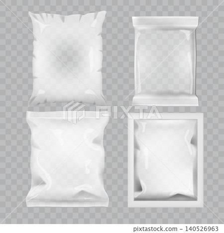 Assorted White Foil Packaging Mockup Set Vector 140526963