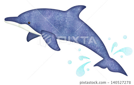 Watercolor-style jumping dolphin Watercolor-style jumping dolphin 140527278