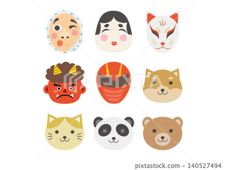 A set of illustrations for animal and character masks A set of illustrations for animal and character masks 140527494