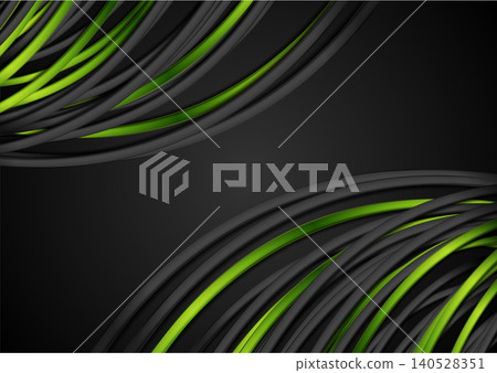 Bright green and black shiny abstract minimal glossy waves geometric background Bright green and black shiny abstract minimal glossy waves geometric background 140528351