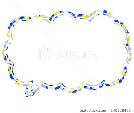 Stained glass style speech bubble, triangular pattern, elongated cloud shape Stained glass style speech bubble, triangular pattern, elongated cloud shape 140528402