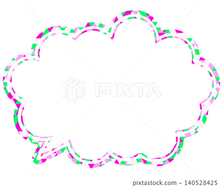 Stained glass style speech bubble, triangular pattern, rounded cloud shape 140528425