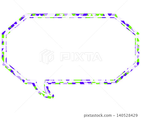 Stained glass style speech bubble, triangular pattern, elongated octagon Stained glass style speech bubble, triangular pattern, elongated octagon 140528429