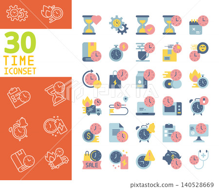 30 Time management and schedule flat icons vector. 30 Time management and schedule flat icons vector. 140528669