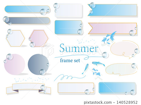 A refreshing summer frame collection featuring goldfish and water droplets. A refreshing summer frame collection featuring goldfish and water droplets. 140528952