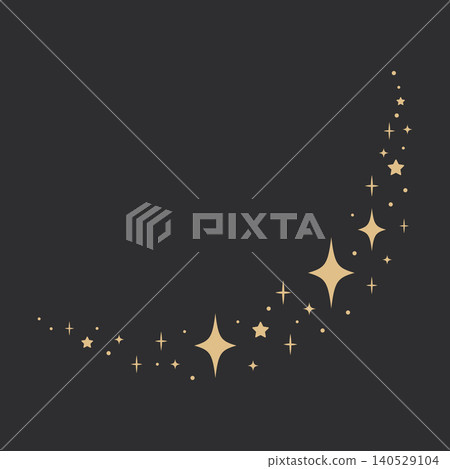 Golden twinkle symbols and star sparks in curved arc composition on dark background, elegant celestial sparkle illustration for magic trail, decorative border, night sky, fantasy and luxury design Golden twinkle symbols and star sparks in curved arc composition on dark background, elegant celestial sparkle illustration for magic trail, decorative border, night sky, fantasy and luxury design 140529104