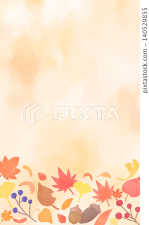 Watercolor-style autumn leaf frame 2_vertical Watercolor-style autumn leaf frame 2_vertical 140529855