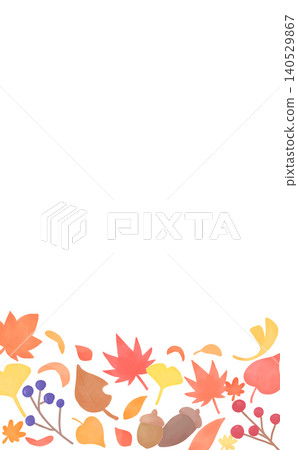 Watercolor-style transparent frame with autumn leaves 2_vertical Watercolor-style transparent frame with autumn leaves 2_vertical 140529867