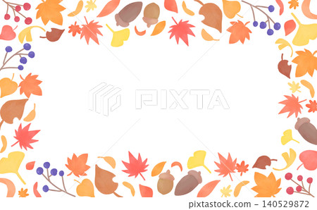 Watercolor-style transparent frame with autumn leaves 4_horizontal Watercolor-style transparent frame with autumn leaves 4_horizontal 140529872