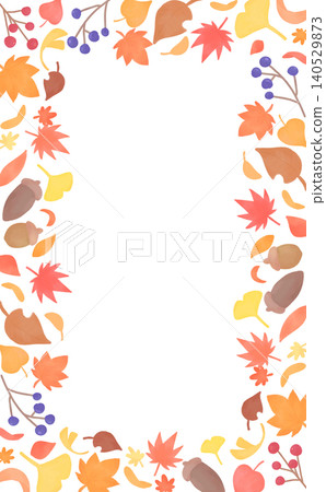 Watercolor-style transparent frame with autumn leaves 4_vertical Watercolor-style transparent frame with autumn leaves 4_vertical 140529873