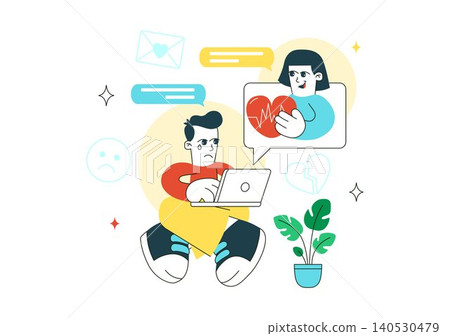 Digital Grief Support Illustration Featuring Online Counseling, Emotional Wellness Assistance, Virtual Mental Health Care, and Recovery Support Digital Grief Support Illustration Featuring Online Counseling, Emotional Wellness Assistance, Virtual Mental Health Care, and Recovery Support 140530479