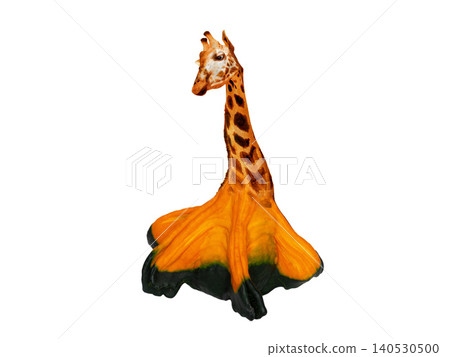 Decorative pumpkin resembling a giraffe isolated on white background Decorative pumpkin resembling a giraffe isolated on white background 140530500