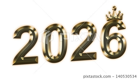 Golden 2026 numbers with a crown design, featuring a shiny metallic finish and a three-dimensional appearance, suitable for New Year's celebrations and festive graphics Golden 2026 numbers with a crown design, featuring a shiny metallic finish and a three-dimensional appearance, suitable for New Year's celebrations and festive graphics 140530534