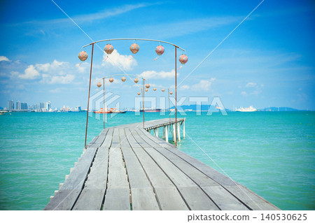 A pier extending into the sea in Penang A pier extending into the sea in Penang 140530625