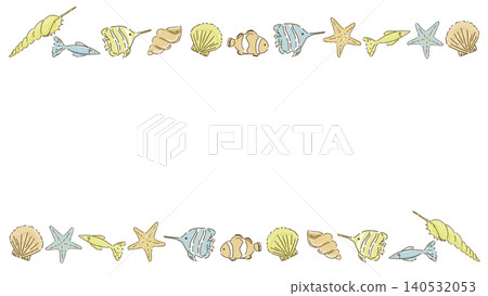 Seashell and fish frame Seashell and fish frame 140532053