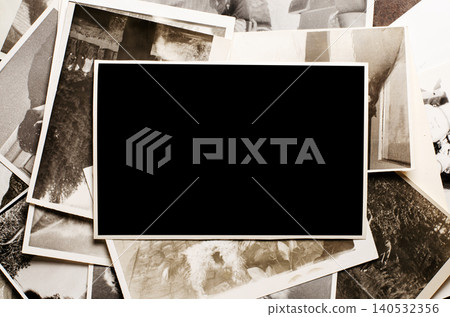 Lots of old vintage photos. Copy space. Lots of old vintage photos. Copy space. 140532356