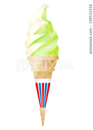 Watercolor-style vector soft serve ice cream (matcha mix) Watercolor-style vector soft serve ice cream (matcha mix) 140532416