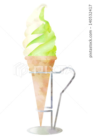 Watercolor-style vector soft serve ice cream (matcha mix) Watercolor-style vector soft serve ice cream (matcha mix) 140532417