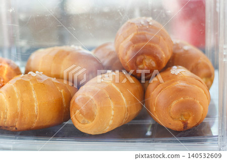 bread on a wooden tray 140532609