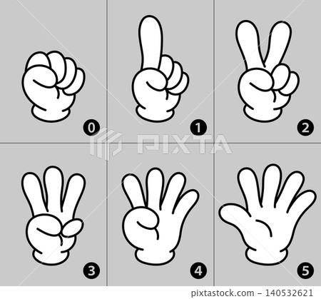Hand sign illustrations representing numbers Hand sign illustrations representing numbers 140532621