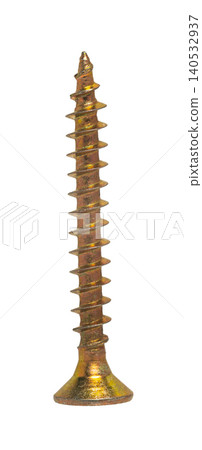Construction screw close-up on a white isolated background Construction screw close-up on a white isolated background 140532937