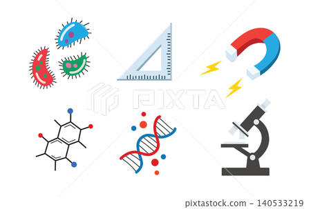 Science and Laboratory Icon Set with Chemistry and Biology Symbols Science and Laboratory Icon Set with Chemistry and Biology Symbols 140533219