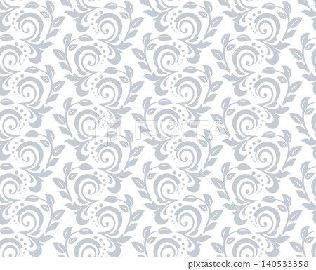 Flower pattern. Seamless white and gray ornament. Graphic vector background Flower pattern. Seamless white and gray ornament. Graphic vector background 140533358