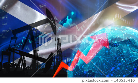 Global oil growth with Scottish flag. International oil exports with Scotland flag on the economic chart Global oil growth with Scottish flag. International oil exports with Scotland flag on the economic chart 140533410