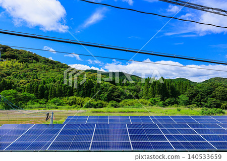 Solar panels against a summery blue sky and white clouds (solar panels) Solar panels against a summery blue sky and white clouds (solar panels) 140533659