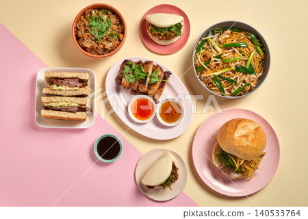 Composition of various Asian food in bowl Composition of various Asian food in bowl 140533764