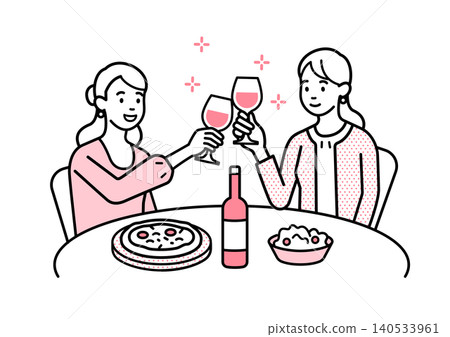 婦女們用酒敬酒 婦女們用酒敬酒 140533961
