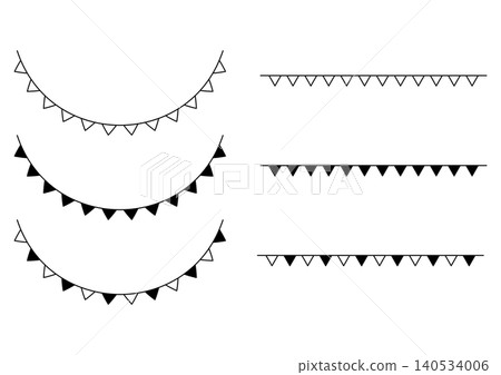 Monochrome garland/flag-shaped line decoration set - Event decoration parts Monochrome garland/flag-shaped line decoration set - Event decoration parts 140534006