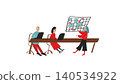 Hand drawn team planning schedule on wall calendar in office illustration. 140534922