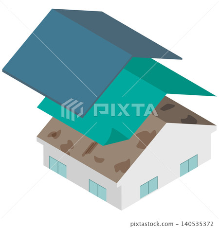Illustration material for an isometric roof renovation. Illustration material for an isometric roof renovation. 140535372