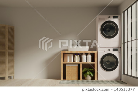 Stylish laundry area emphasizing functionality and comfort. 3D render illustration 140535377