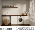 Modern laundry room integration with nature-inspired elements. 3D render illustration 140535383