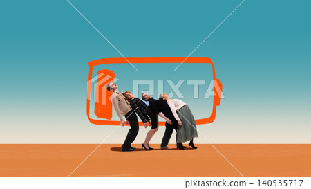 Exhausted people leaning back with low battery symbolizing burnout and energy depletion Exhausted people leaning back with low battery symbolizing burnout and energy depletion 140535717