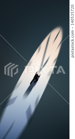 businessman climbing upward in clock shape spotlight symbolizing growth ambition and success 140535720