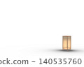 A square, Japanese-style lantern with a wooden frame (white background) 140535760