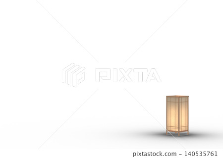 Japanese-style wooden lantern, cutout material with transparent background. 140535761