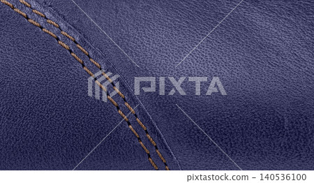 Professional double seam on Purple leather product close-up view Professional double seam on Purple leather product close-up view 140536100
