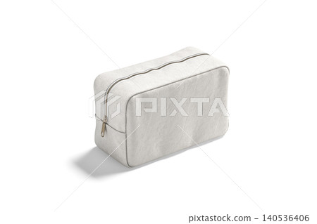 Blank canvas cosmetic bag mockup png, transparent background, 3d rendering. Empty linen fabric zipper pouch for beauty accessory mock up cut out. Clear cosmetics container for female makeup template. Blank canvas cosmetic bag mockup png, transparent background, 3d rendering. Empty linen fabric zipper pouch for beauty accessory mock up cut out. Clear cosmetics container for female makeup template. 140536406