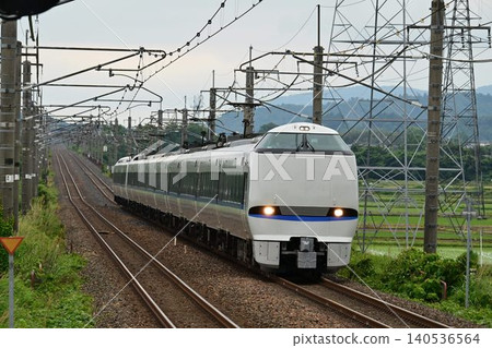 A limited express train on the Kosei Line passing through Omi-Nakasho Station. A limited express train on the Kosei Line passing through Omi-Nakasho Station. 140536564